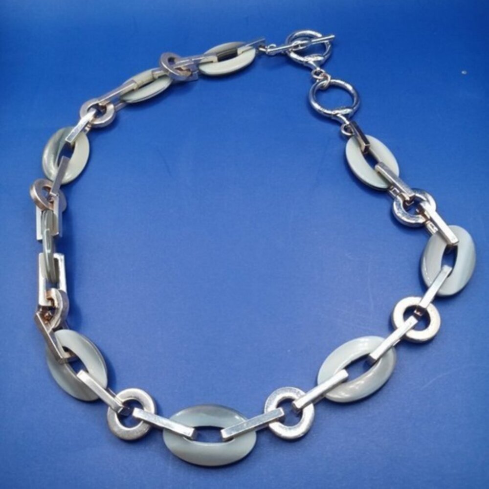 Vintage Signed RALPH LAUREN (RLL) Silver Plated Geometric Style‎ Necklace